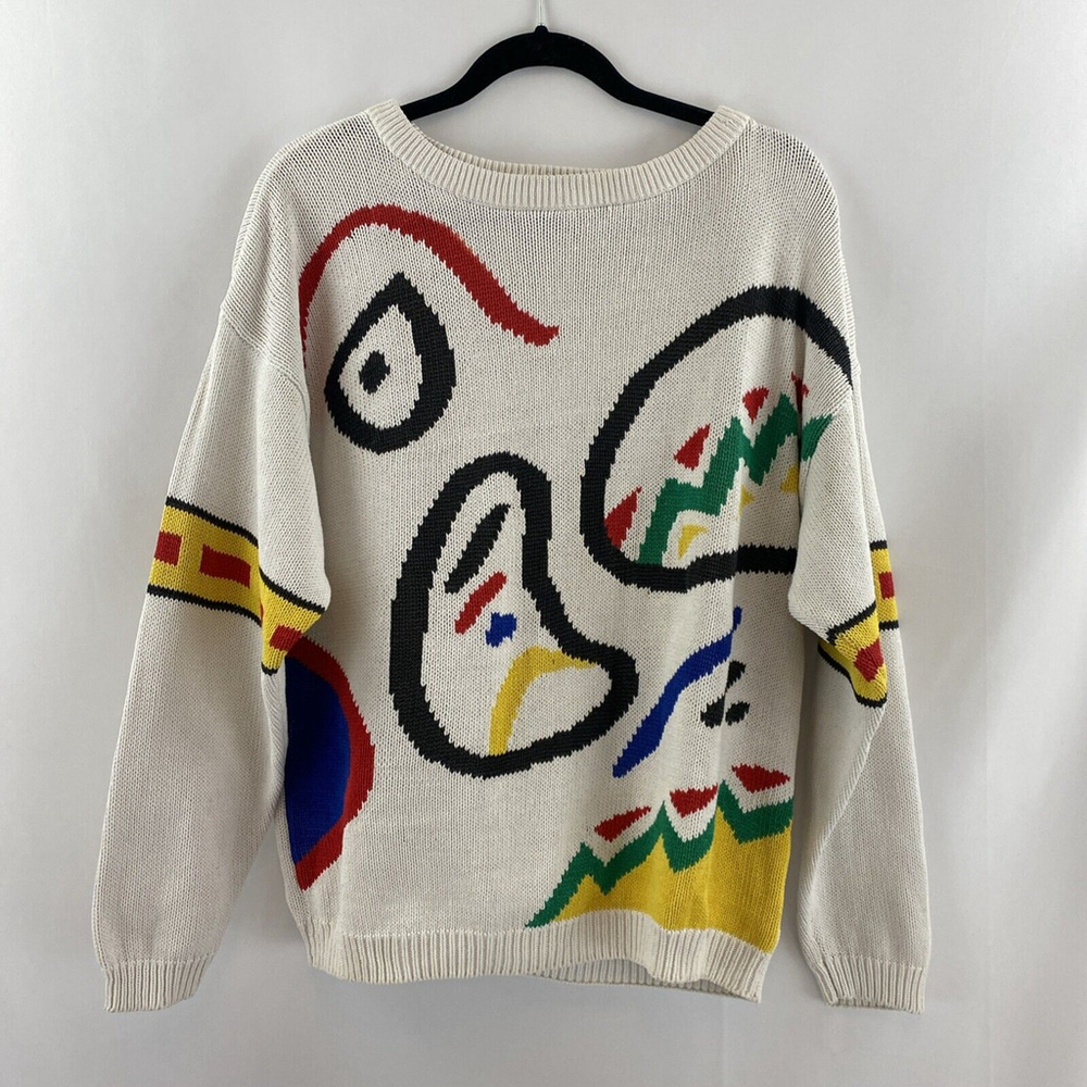 Spanner‎ Abstract Knit 100% Cotton Vintage Crewneck Sweater Size Medium
